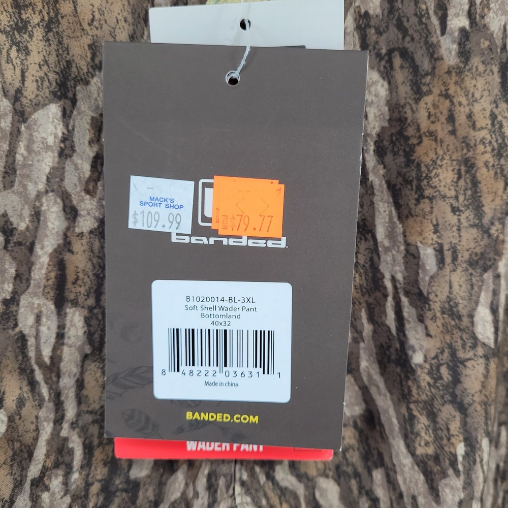 Banded Soft Shell Wader Pants 40x32 Mossy Oak Bottomland Camo B1020014-BL-3XL - Picture 6 of 8